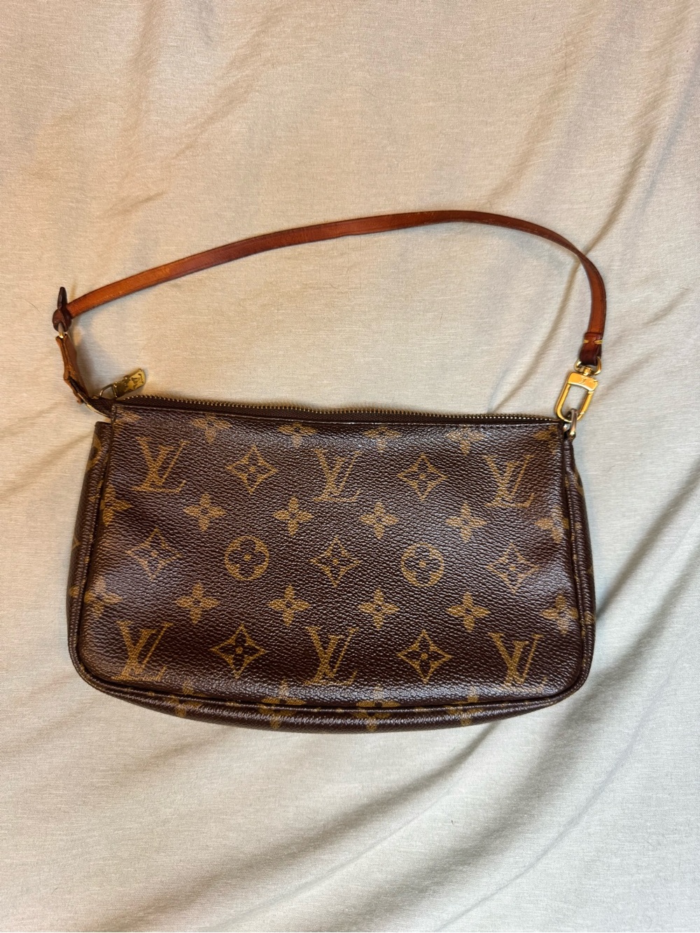 Louis Vuitton Brown Monogram Shoulder Pochette with Gold Hardware